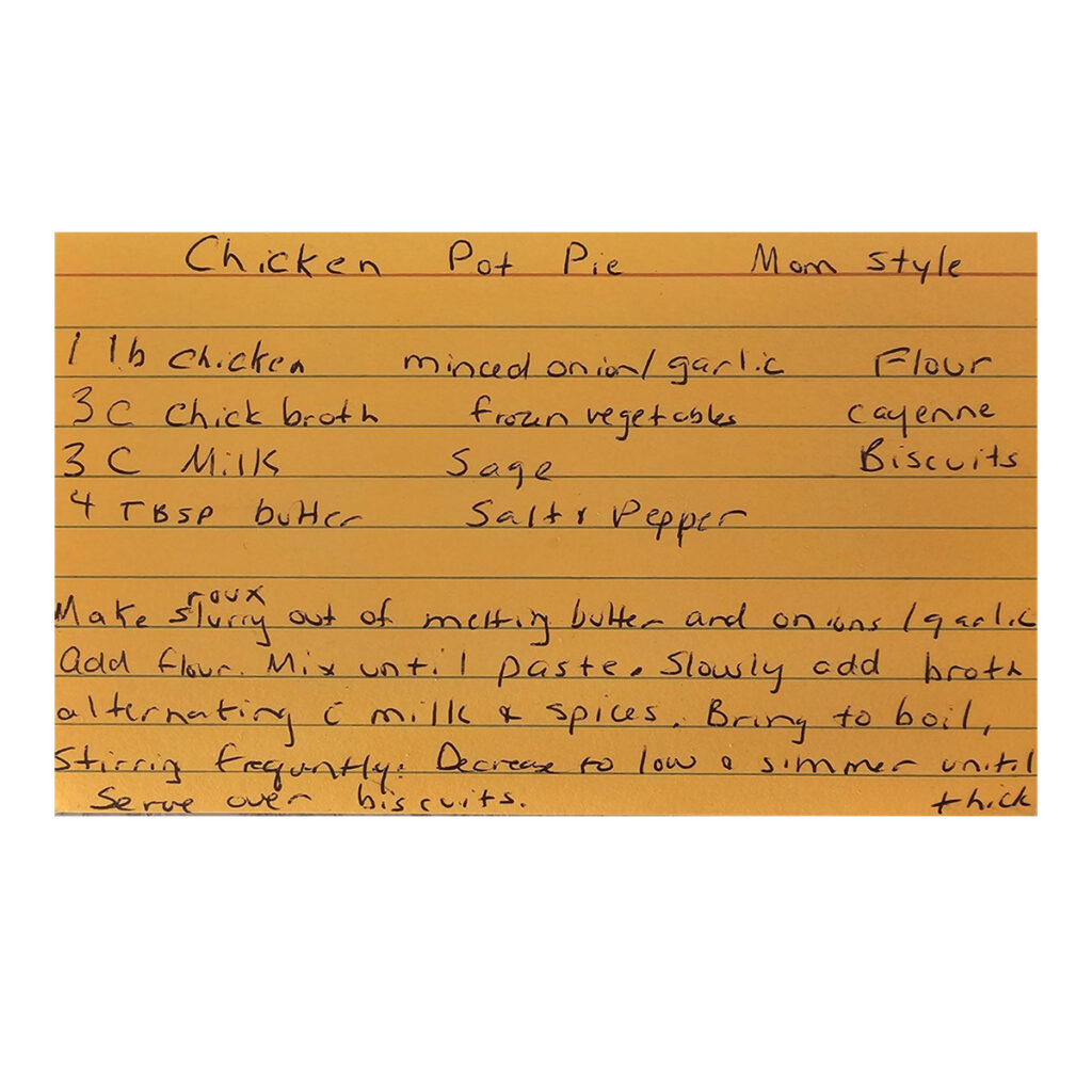 Recipe Card - Chicken Pot Pie Mom Style